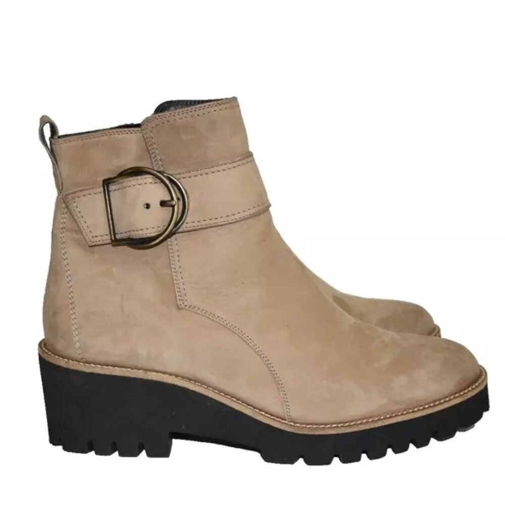Paul Green Tan and Black Combat Boots - Picture 2 of 7